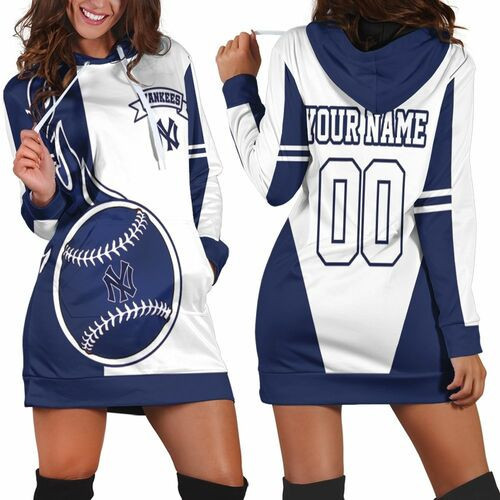 New York Yankees 3d Hoodie Dress Sweater Dress Sweatshirt Dress