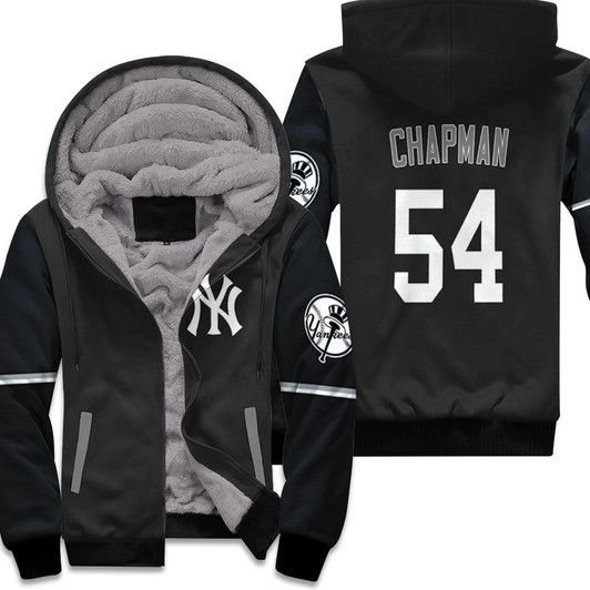 New York Yankees Aroldis Chapman 54 Mlb Baseball 2020 Black Jersey Style Gift For Yankees Fans Fleece Hoodie