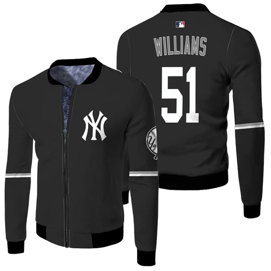 New York Yankees Bernie Williams 51 Mlb Baseball 2020 Black Jersey Style Gift For Yankees Fans Fleece Bomber Jacket