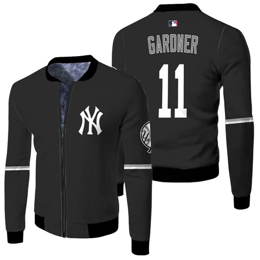 New York Yankees Brett Gardner 11 Mlb Baseball 2020 Black Jersey Style Gift For Yankees Fans Fleece Bomber Jacket