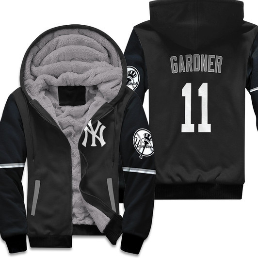 New York Yankees Brett Gardner 11 Mlb Baseball 2020 Black Jersey Style Gift For Yankees Fans Fleece Hoodie