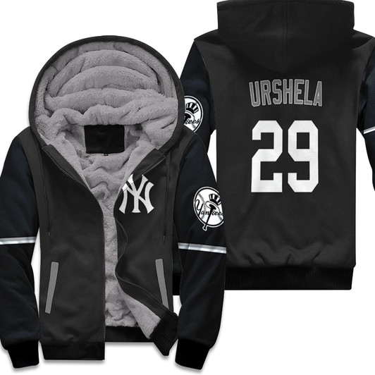 New York Yankees Gio Urshela 29 Mlb Baseball 2020 Black Jersey Style Gift For Yankees Fans Fleece Hoodie