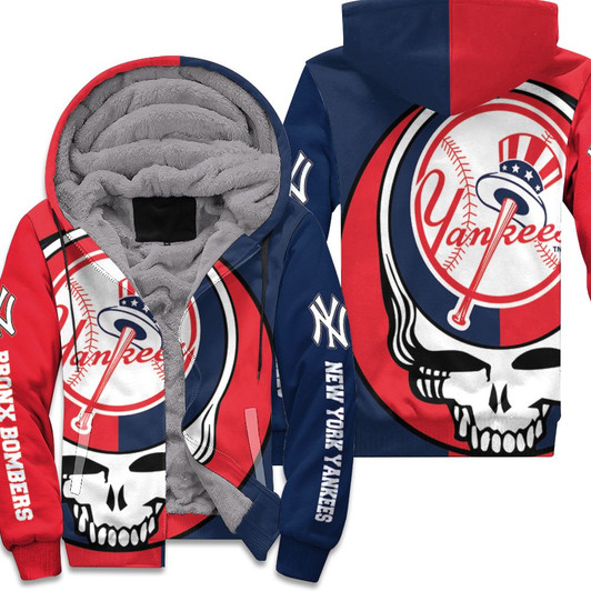 New York Yankees Grateful Dead Skull Bronx Bombers 3D Fleece Hoodie