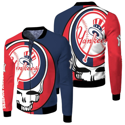 New York Yankees Grateful Dead Skull Bronx Bombers Fleece Bomber Jacket