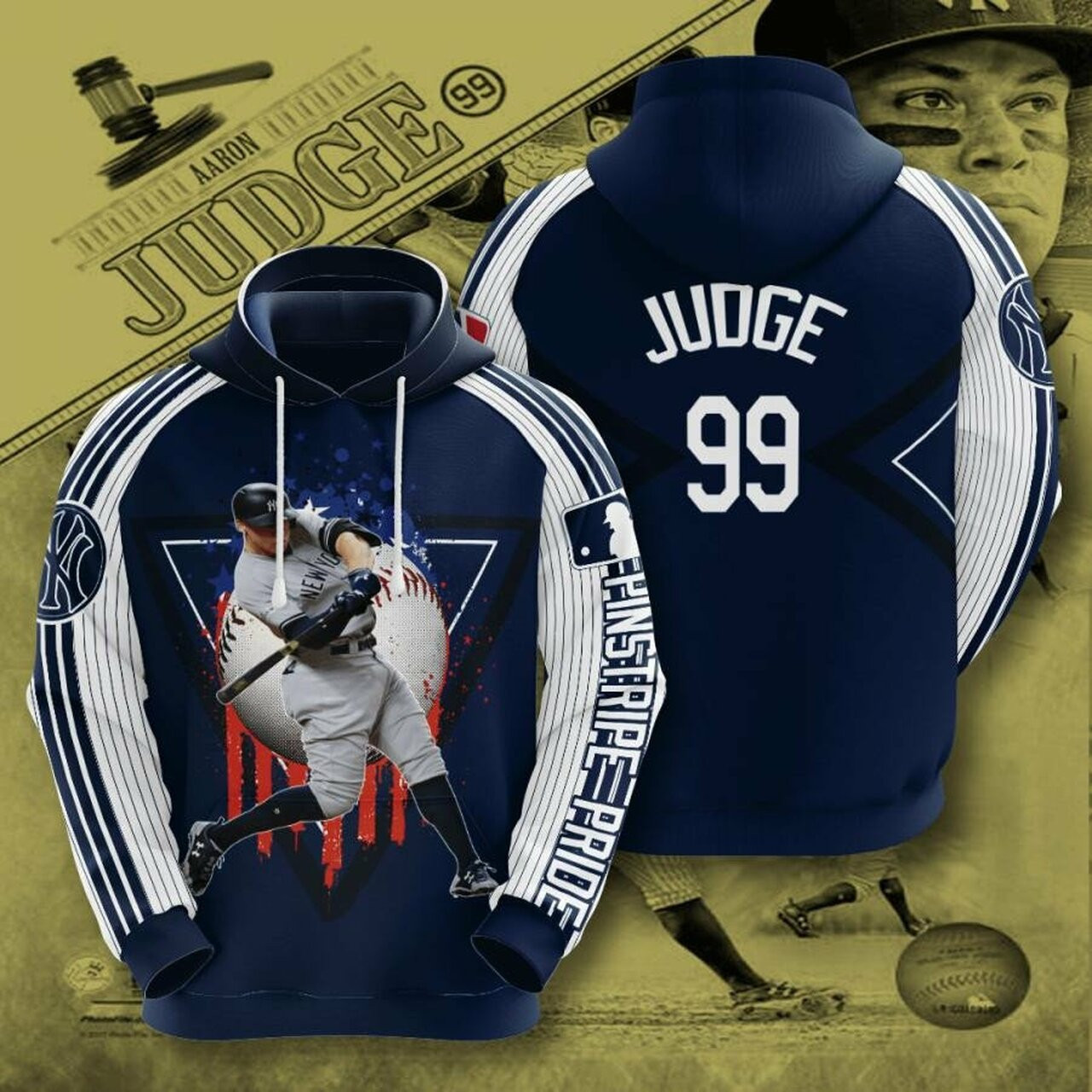 New York Yankees Judge 3d All Over Print Hoodie