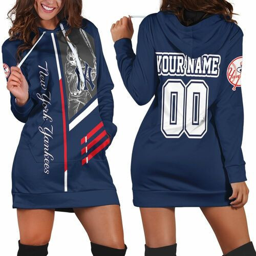 New York Yankees Mlb Bronx Bombers 3d Hoodie Dress Sweater Dress Sweatshirt Dress