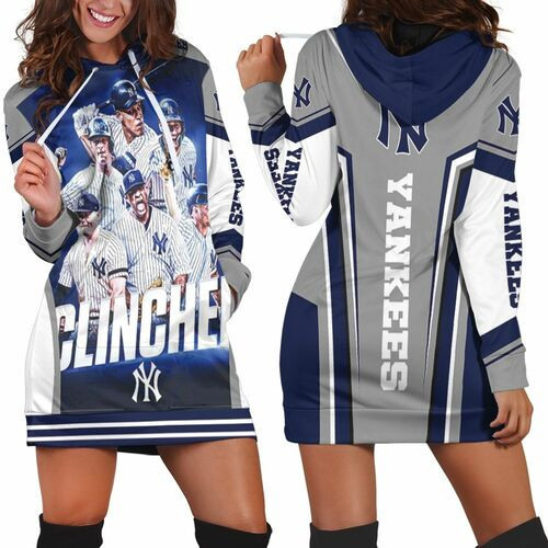 New York Yankees Players Clinched Hoodie Dress Sweater Dress Sweatshirt Dress