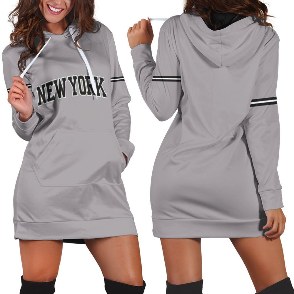 New York Yankees Road Flex Base Collection Team Gray Jersey Inspired Style Hoodie Dress Sweater Dress Sweatshirt Dress