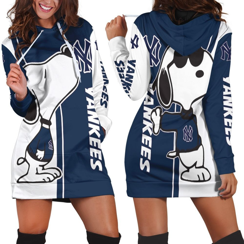 New York Yankees Snoopy Lover 3d Hoodie Dress Sweater Dress Sweatshirt Dress