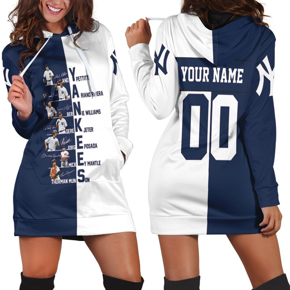 New York Yankees Team Member Signed 3d Hoodie Dress Sweater Dress Sweatshirt Dress