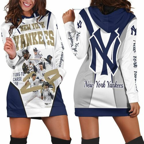 New York Yankees Time To Chase For 28 Legend Players Hoodie Dress Sweater Dress Sweatshirt Dress