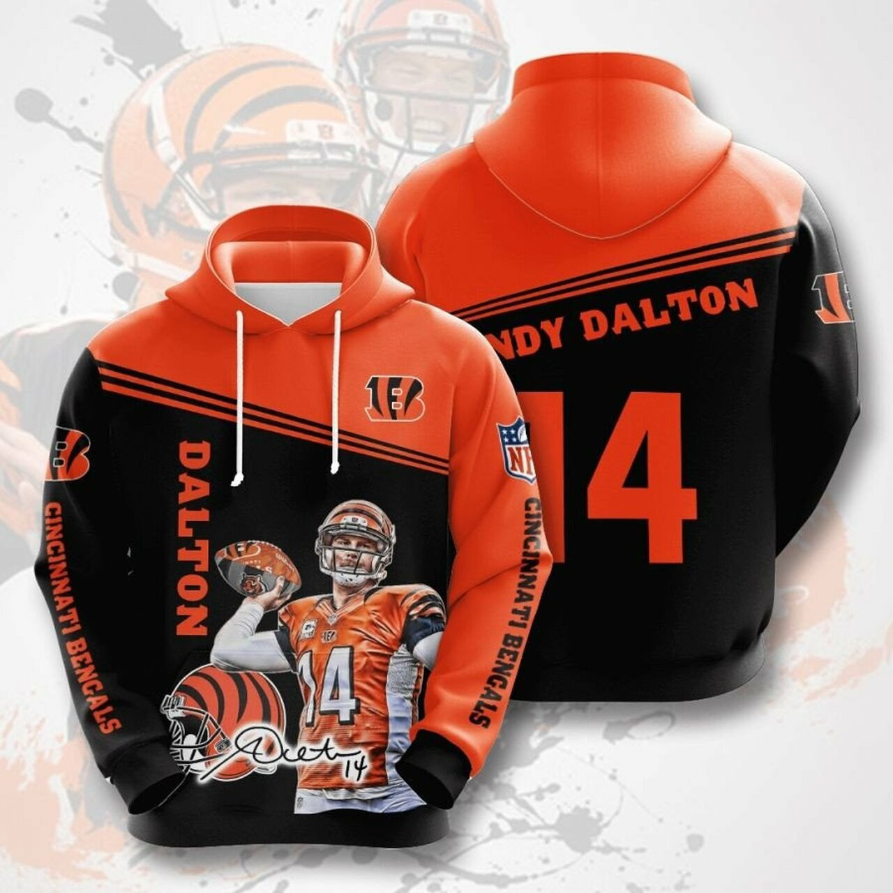 Nfl Cincinnati Bengals Andy Dalton 3d All Over Print Hoodie