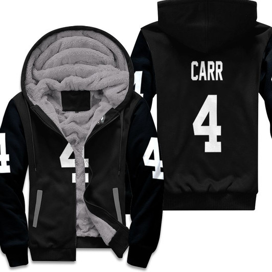 Nfl Fan Carr Number 4 Oakland Raiders 3D Fleece Hoodie