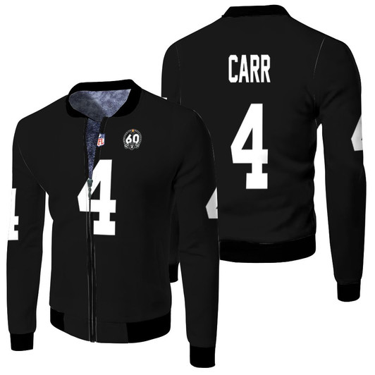 Nfl Fan Carr Number 4 Oakland Raiders Fleece Bomber Jacket