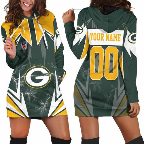 Nfl Green Bay Packers Lightning 3d Hoodie Dress Sweater Dress Sweatshirt Dress