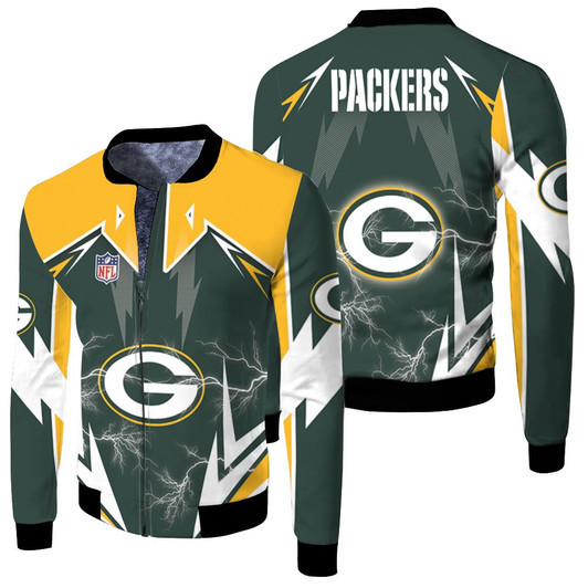 Nfl Green Bay Packers Lightning Fleece Bomber Jacket