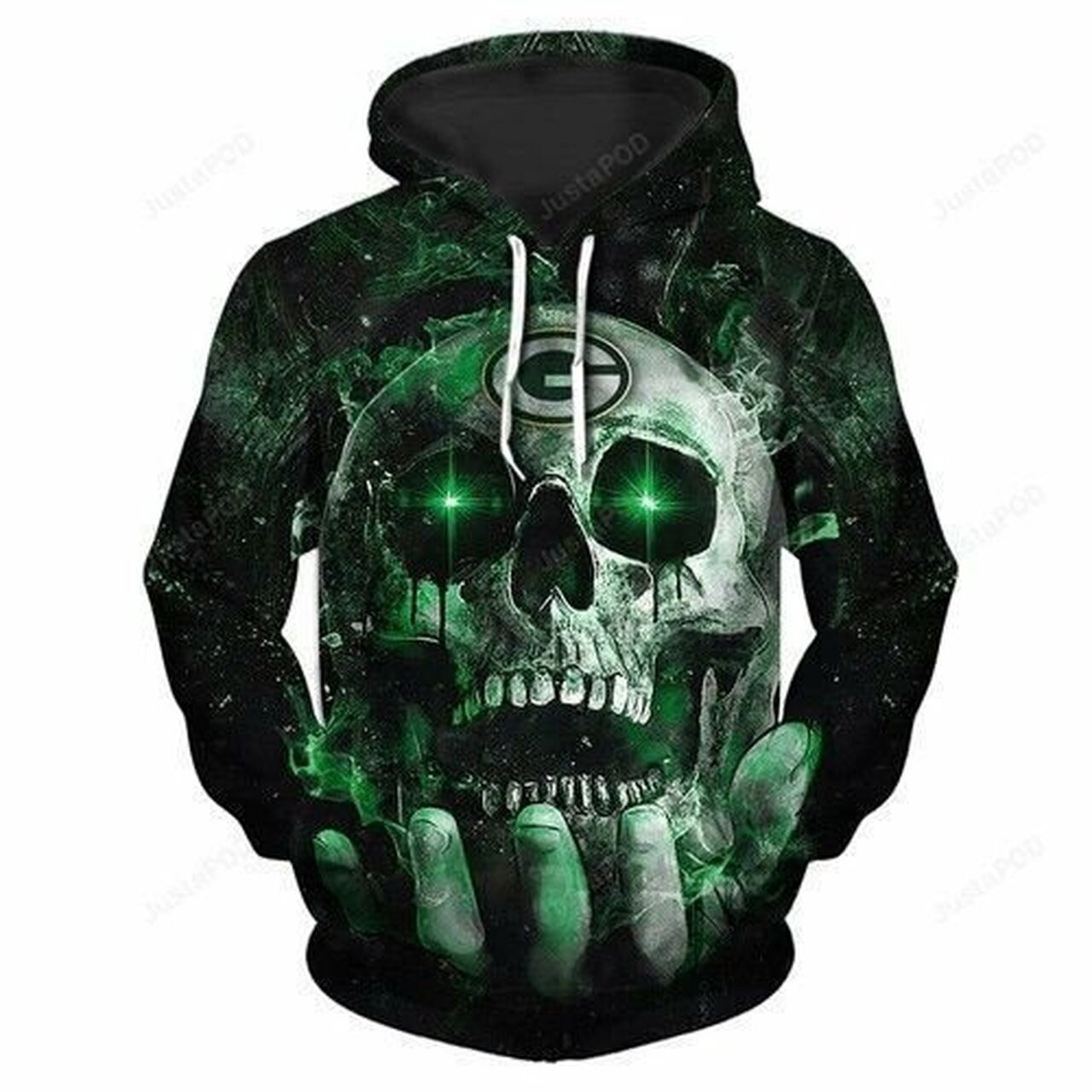 Nfl Green Bay Packers Neon Skull 3d All Over Print Hoodie