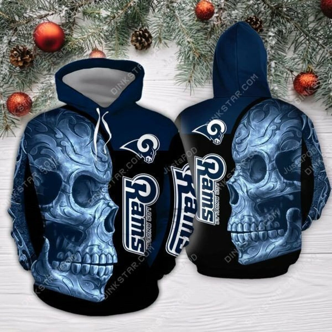 Nfl Los Angeles Rams Sugar Skull 3d All Over Print Hoodie