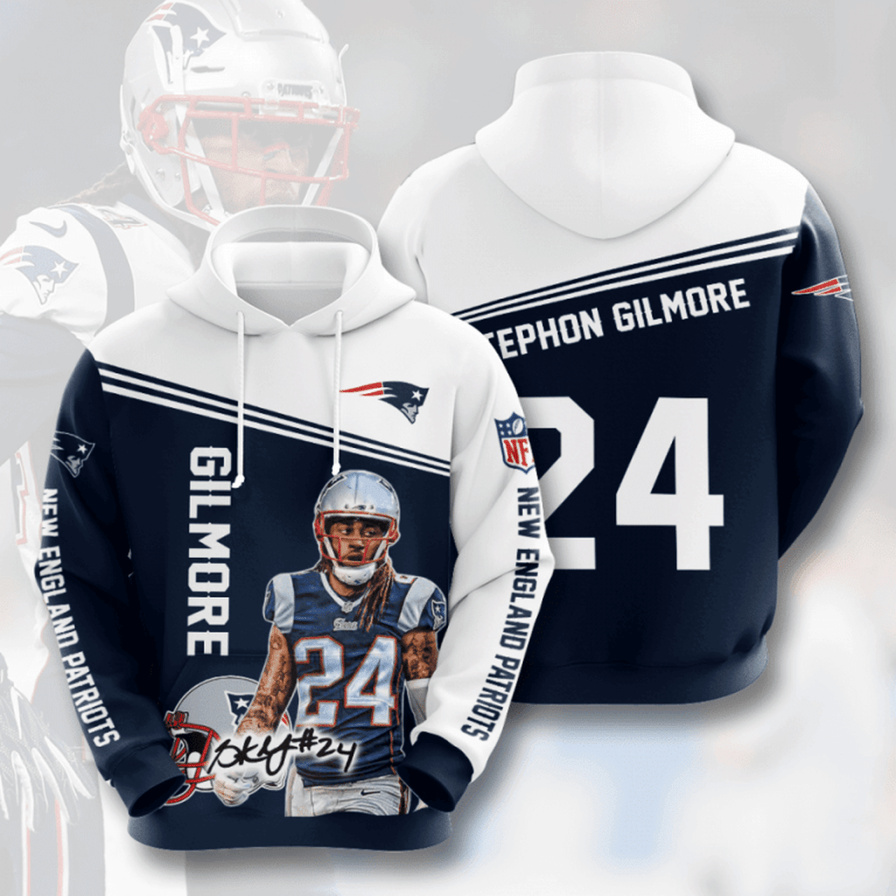 Nfl New England Patriots 3d All Over Print Hoodie