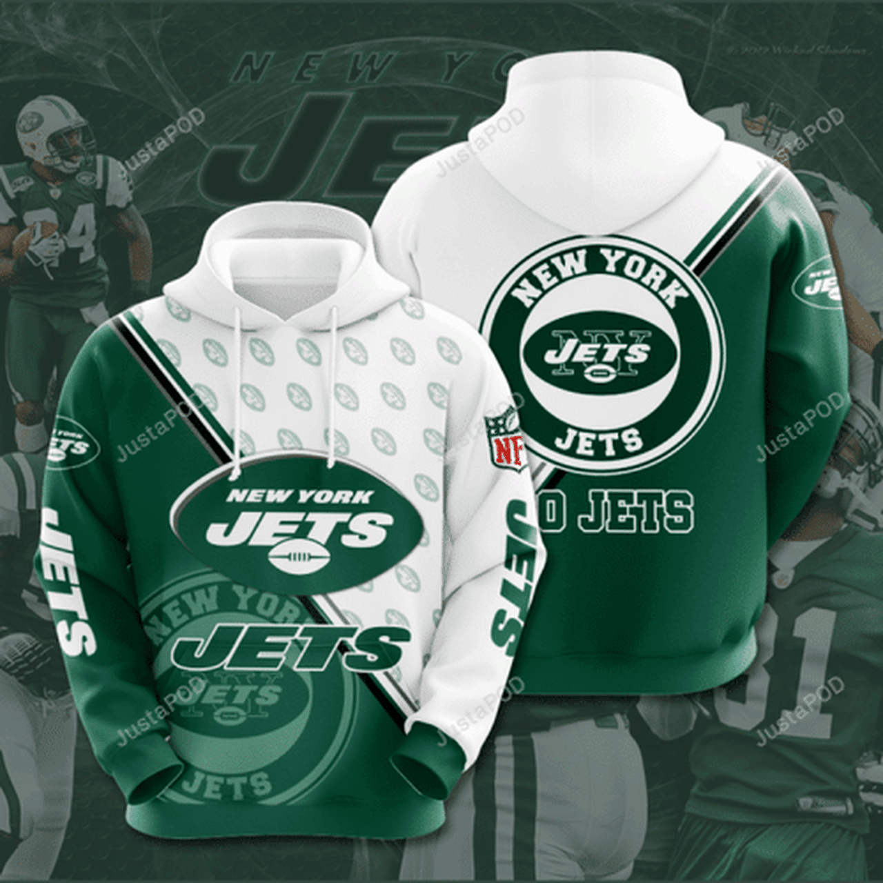 Nfl New York Jets 3d All Over Print Hoodie