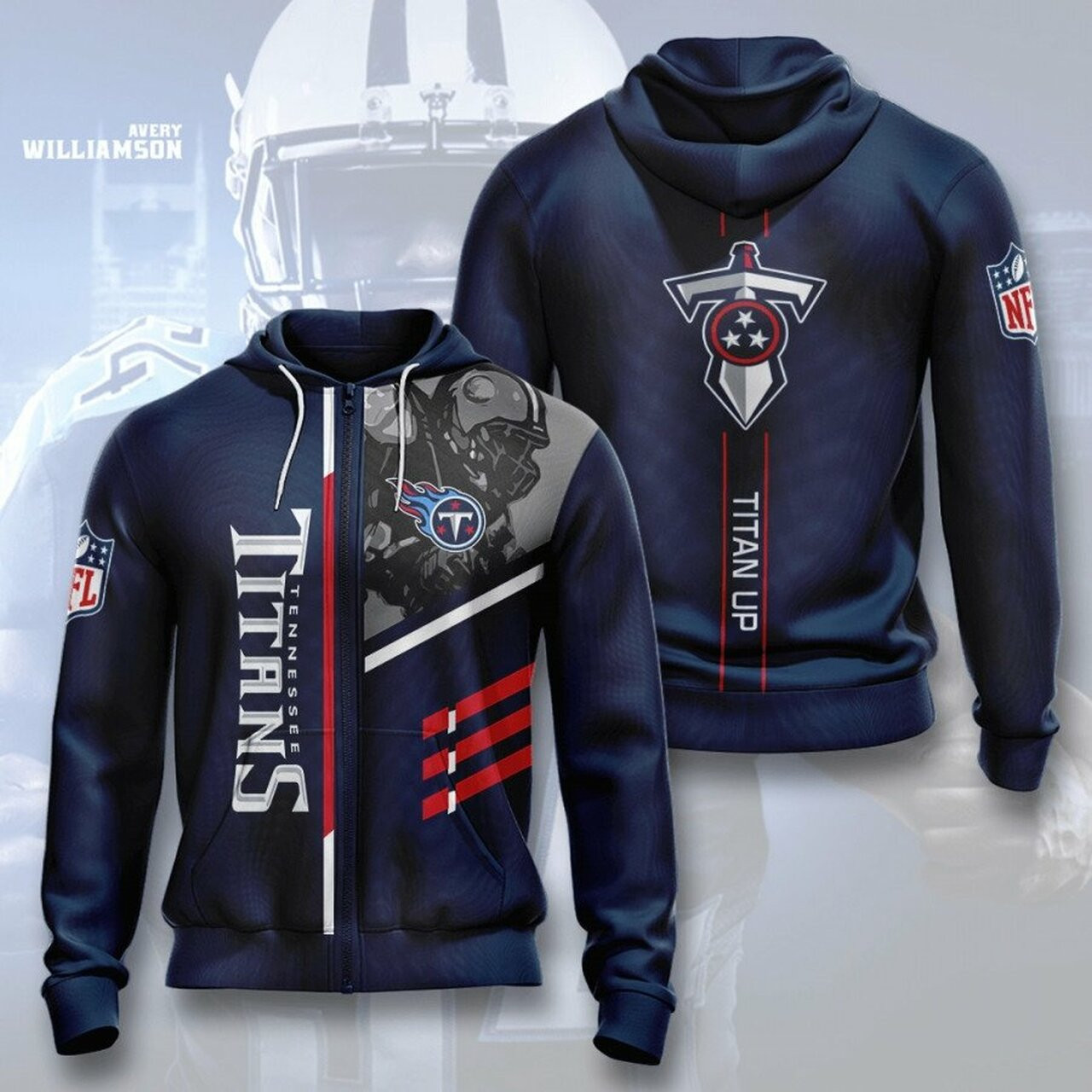 Nfl Tennessee Titans 3d All Over Print Hoodie