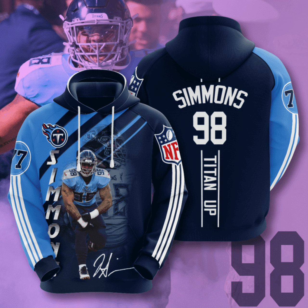 Nfl Tennessee Titans 3d All Over Print Hoodie