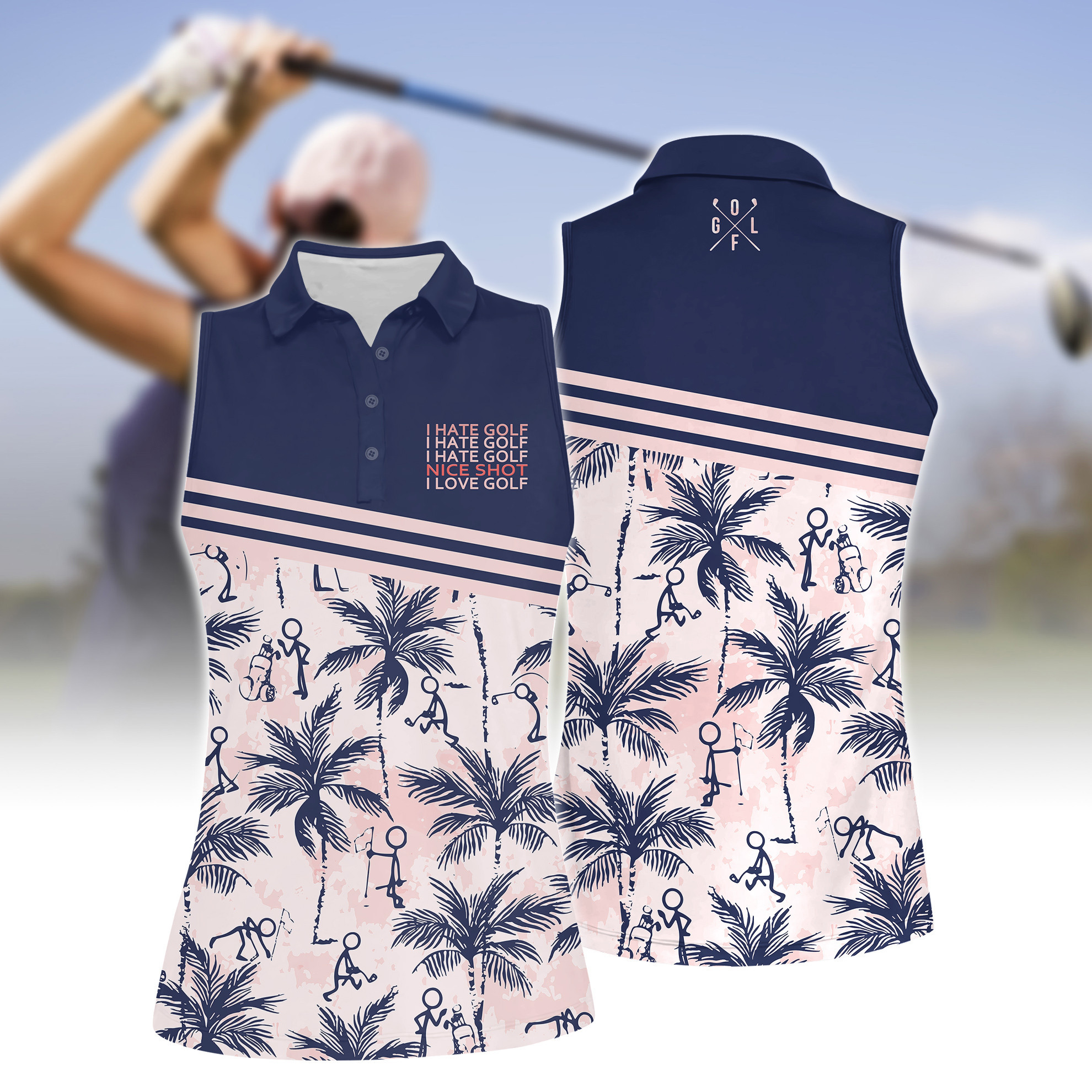 Nice Shot I Love Golf Short Sleeve Polo Shirt Sleeveless Polo Shirt