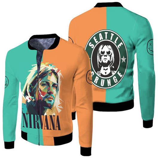 Nirvana Kurt Cobain Avatar Seattle Grunge Rock Band Fleece Bomber Jacket