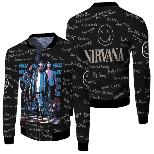 Nirvana Legend Members Famous Songs Rock Band Black Fleece Bomber Jacket