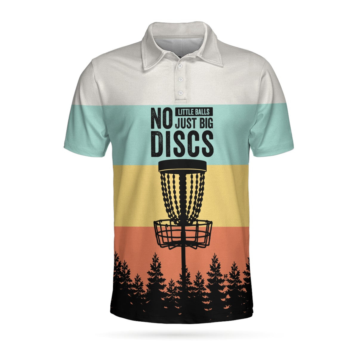 No Little Balls Just Big Discs Short Sleeve Polo Shirt Vintage Color Palette Polo Shirt Funny Disc Golf Shirt For Men