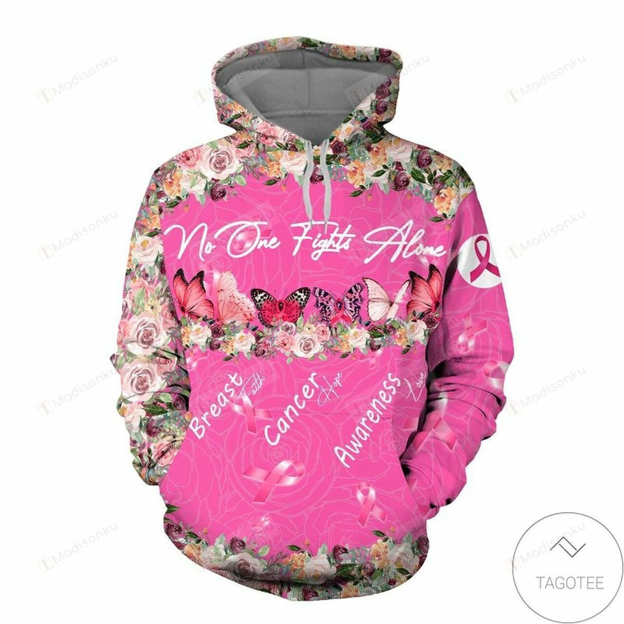 No One Fights Alone Breast Cancer Awareness 3d All Over Print Hoodie