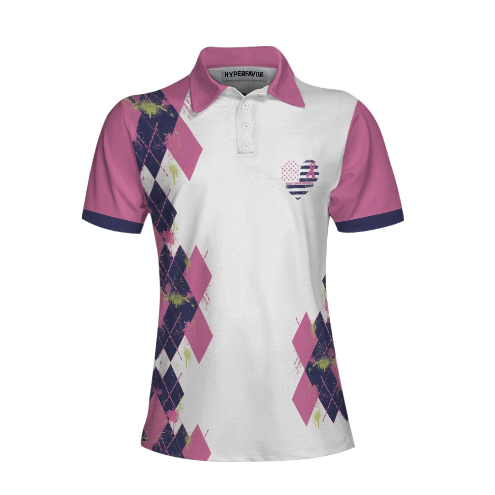 No One Fights Alone Breast Cancer Awareness Short Sleeve Women Polo Shirt Breast Cancer Polo Shirt For Women