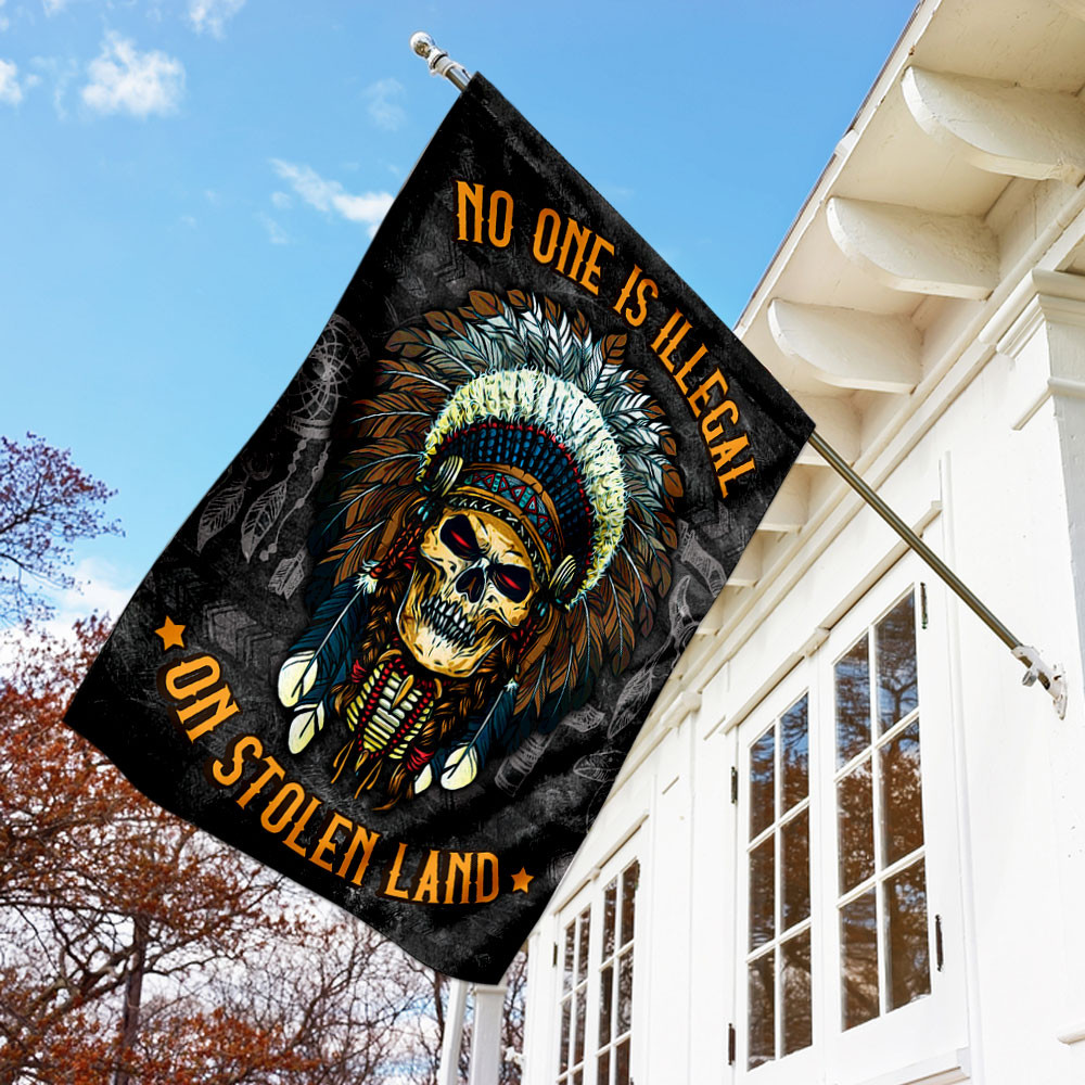 No One Is Illegal On Stolen Land Native Flag Indian Pride Flag Decorative Outdoor