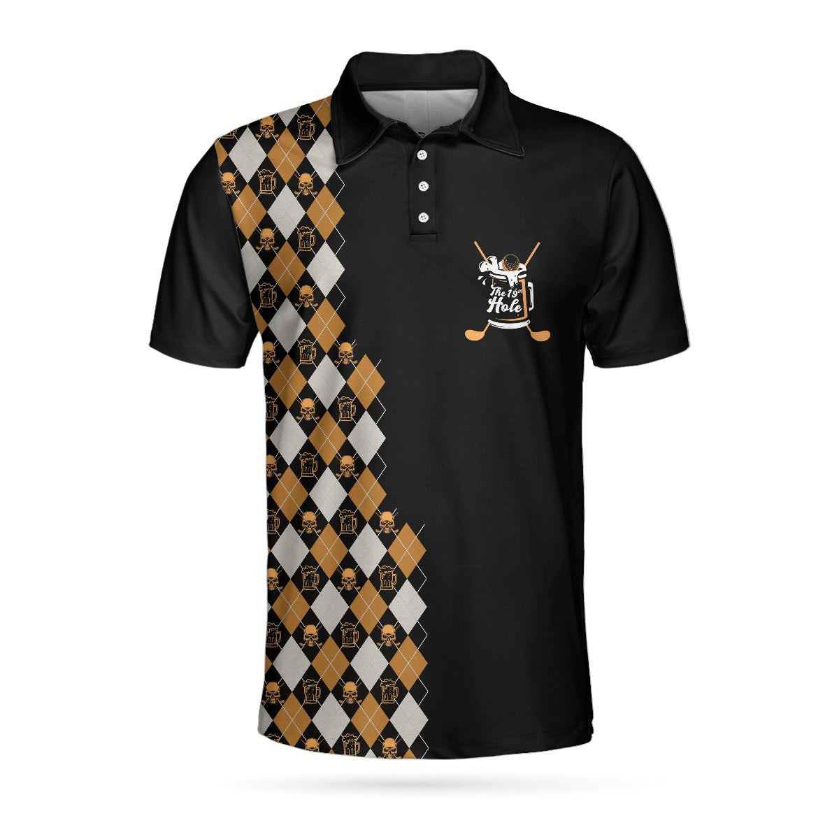 No Shanks Just Dranks The 19th Hole Polo Shirt Argyle Pattern Beer Polo Shirt Golf Shirt For Beer Lovers