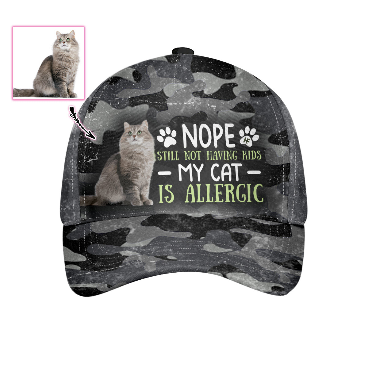 Nope Still Not Having Kids My Cat Is Allergic Custom Cap