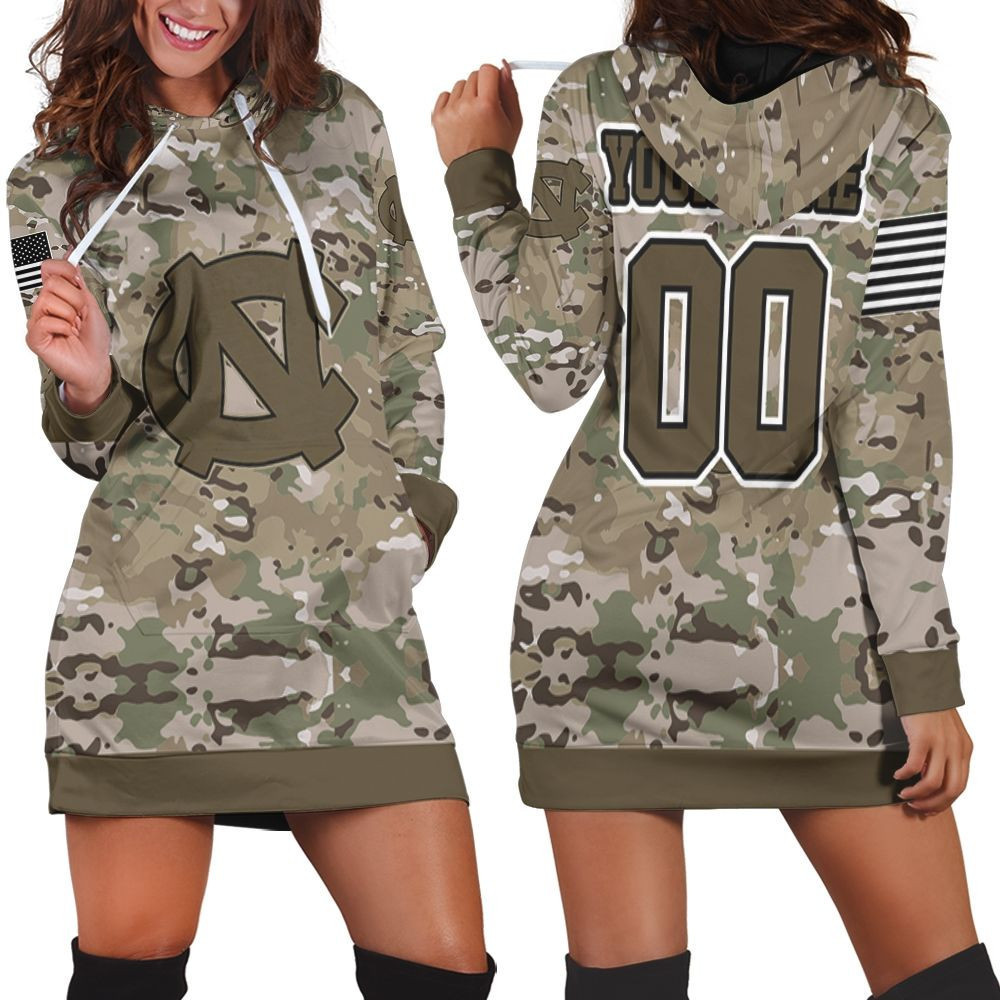 North Carolina Tar Heels Camouflage Veteran 3d Hoodie Dress Sweater Dress Sweatshirt Dress