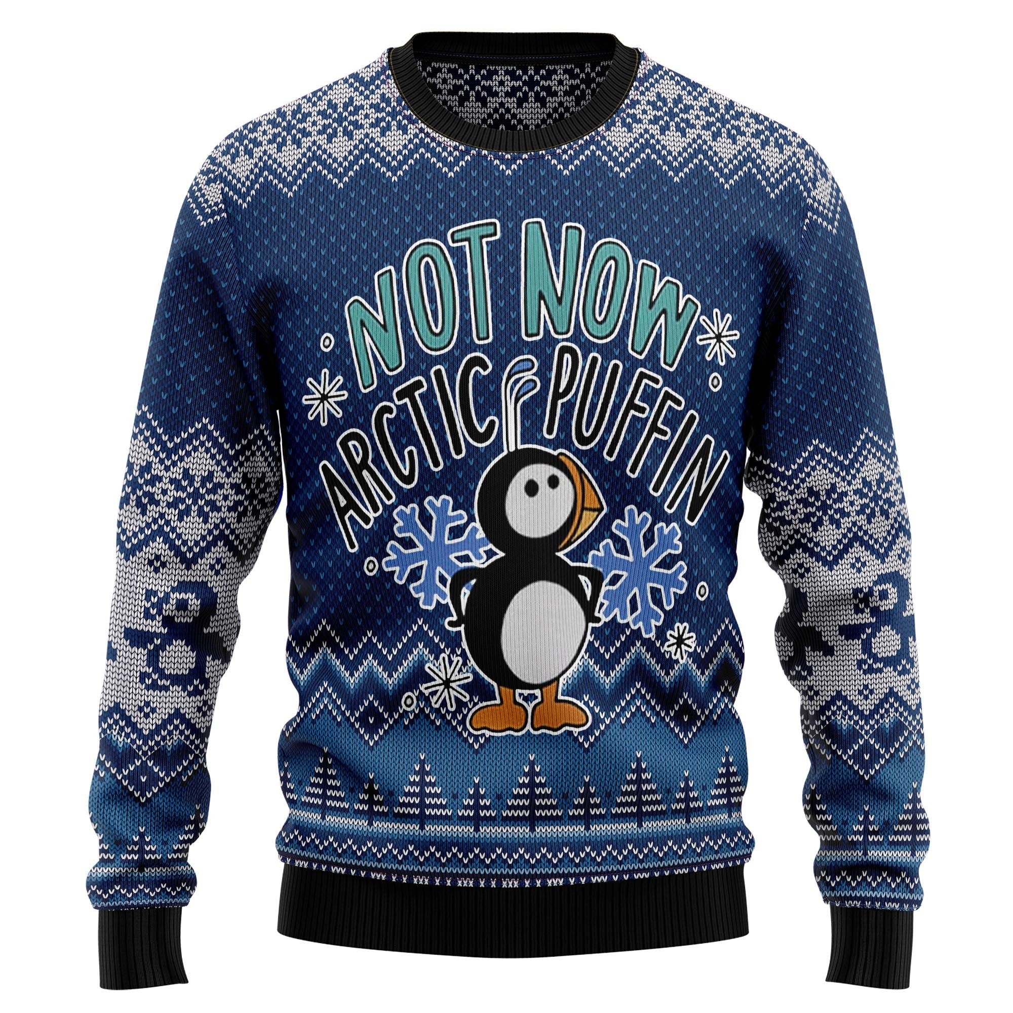 Not Now Arctic Puffin Ugly Christmas Sweater