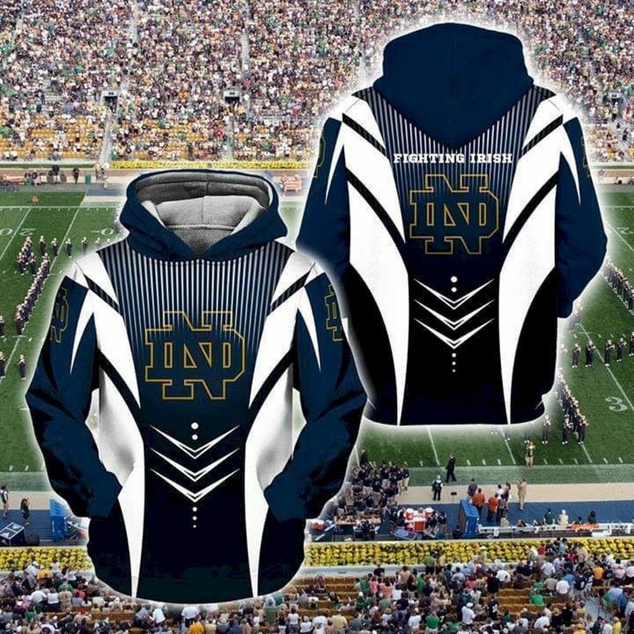 Notre Dame Fighting Irish For Fan Pullover And Zippered Hoodies Custom 3d Graphic Printed 3d Hoodie