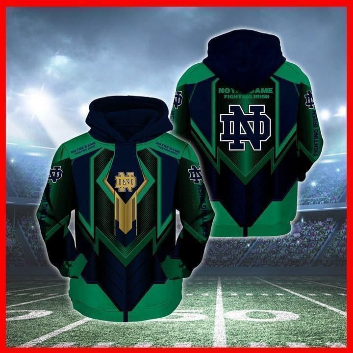 Notre Dame Fighting Irish For Football Pullover And Zippered Hoodies Custom 3D Graphic Printed 3D Hoodie All Over Print Hoodie For Men For Women