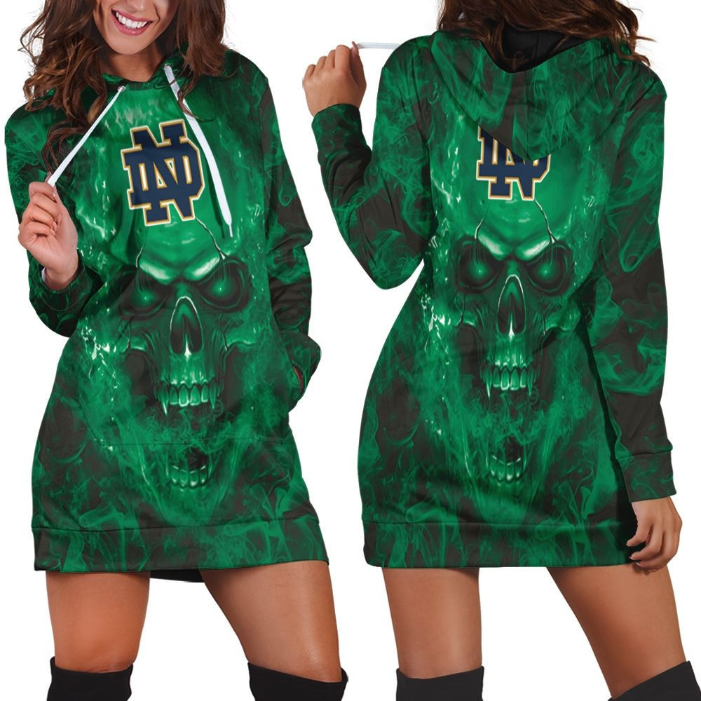 Notre Dame Fighting Irish Ncaa Fans Skull Hoodie Dress Sweater Dress Sweatshirt Dress