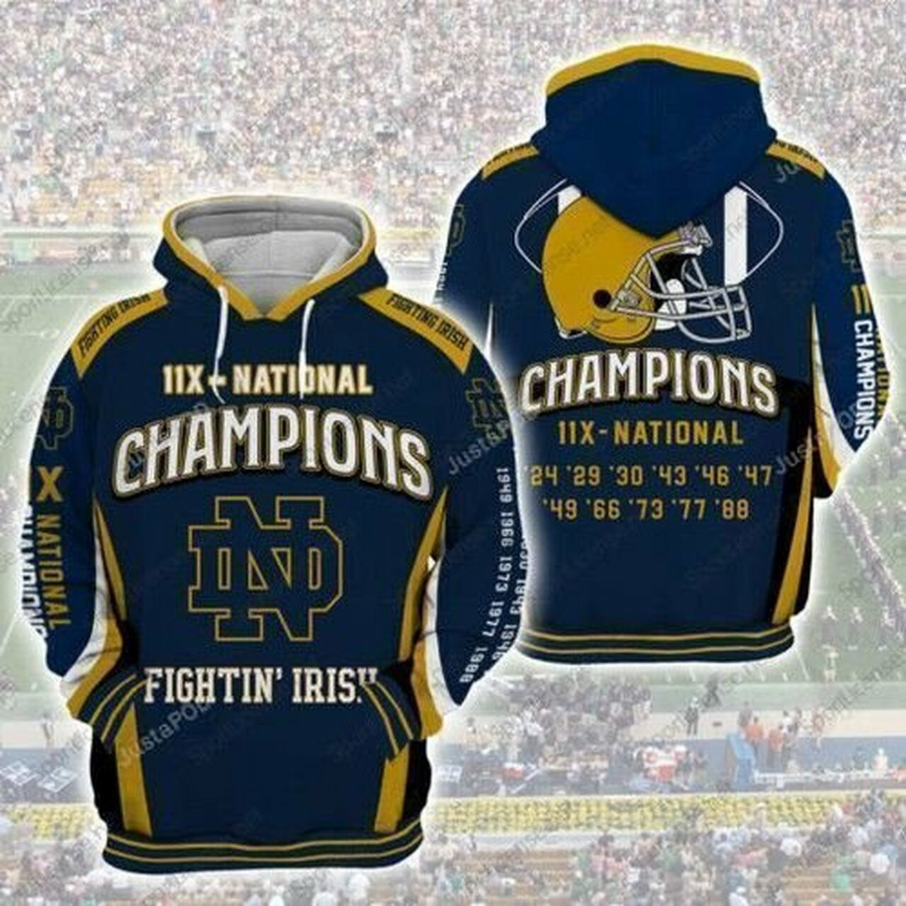 Notre Dame Nfl Football 3d All Over Print Hoodie