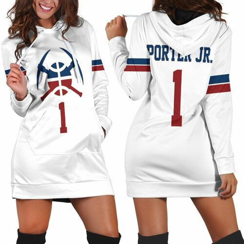 Nuggets Michael Porter Jr 2020-21 Earned Edition White Hoodie Dress Sweater Dress Sweatshirt Dress