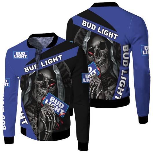 Nun Skull Hugs Bud Light Beer Fleece Bomber Jacket