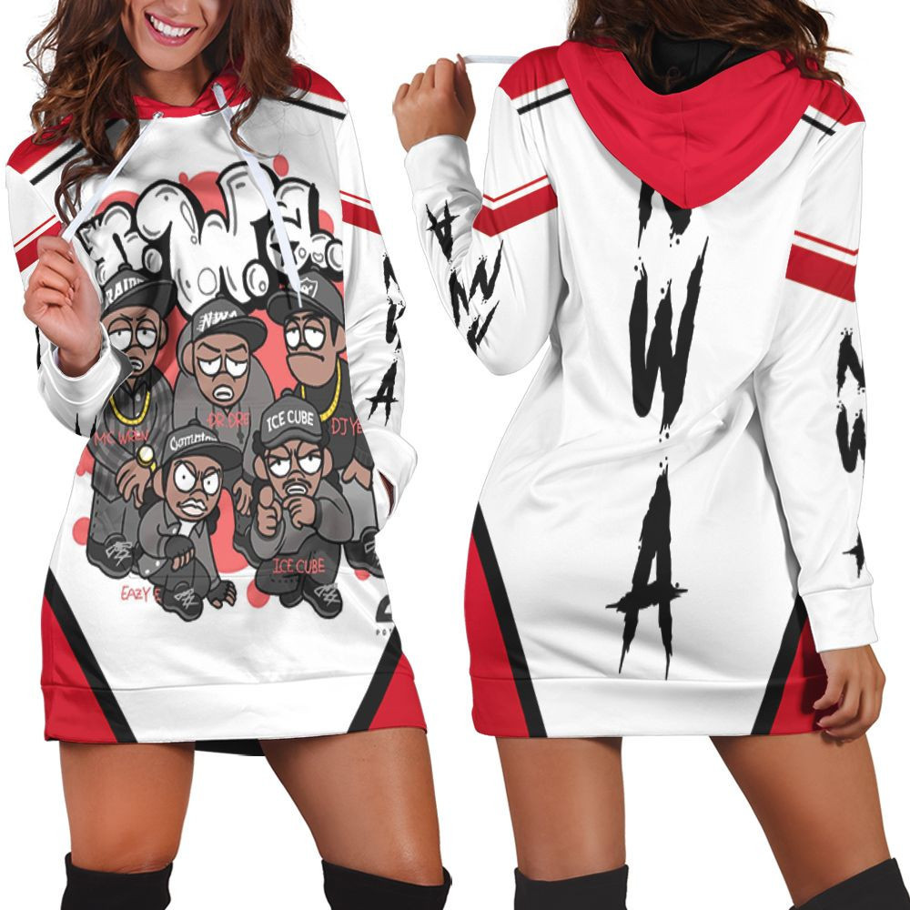 Nwa Group Member Bubble Graffiti Style Hoodie Dress Sweater Dress Sweatshirt Dress