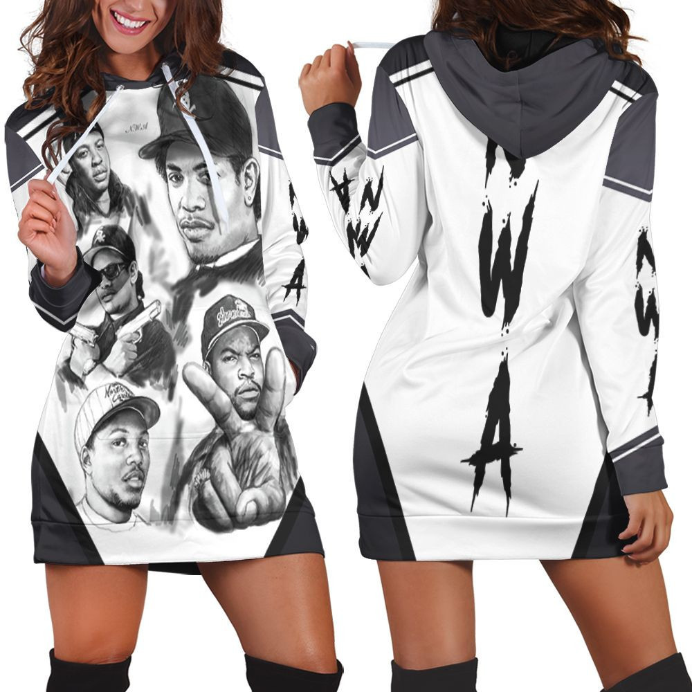 Nwa Group Member S Black And White Hoodie Dress Sweater Dress Sweatshirt Dress