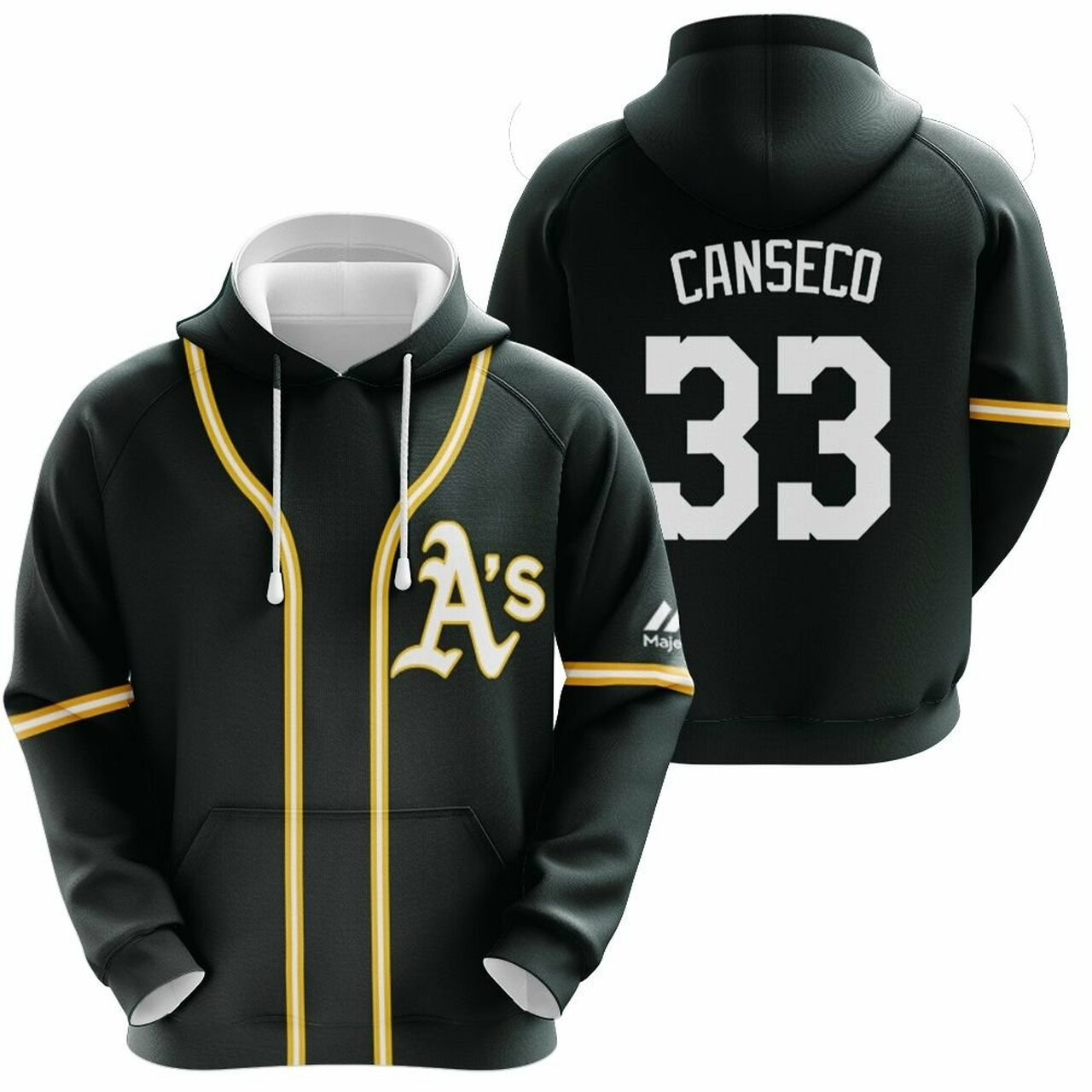 Oakland Athletics Jose Canseco 33 Mlb Baseball Majestic Black Jersey Style Gift For Athletics Fans Hoodie