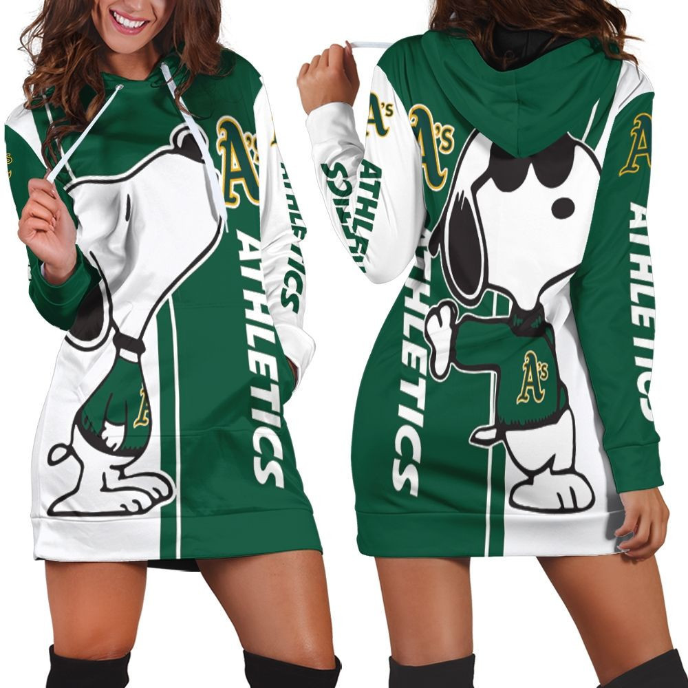 Oakland Athletics Snoopy Lover 3d Hoodie Dress Sweater Dress Sweatshirt Dress