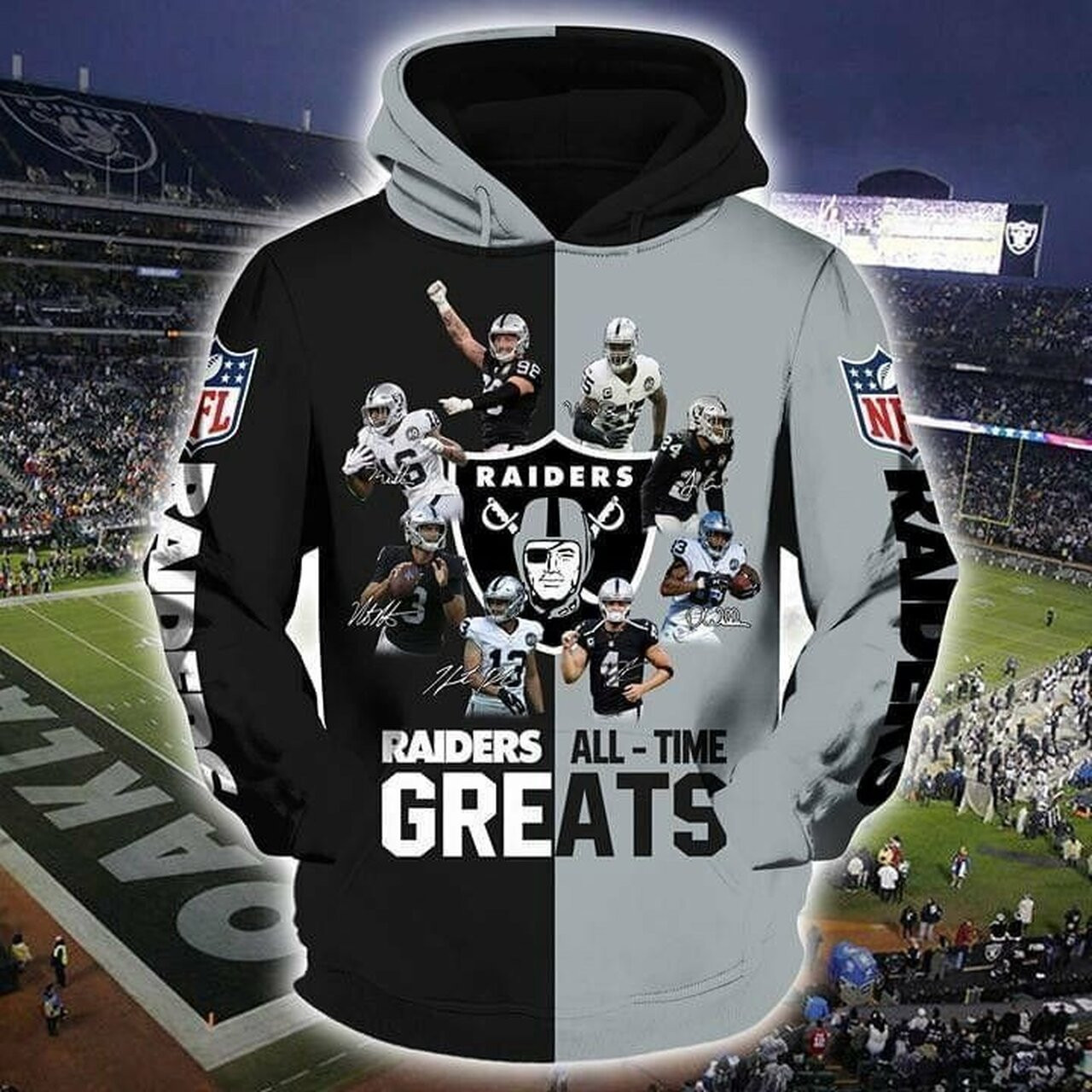 Oakland Raiders All Time 3d Hoodie For Men For Women All Over Printed Hoodie
