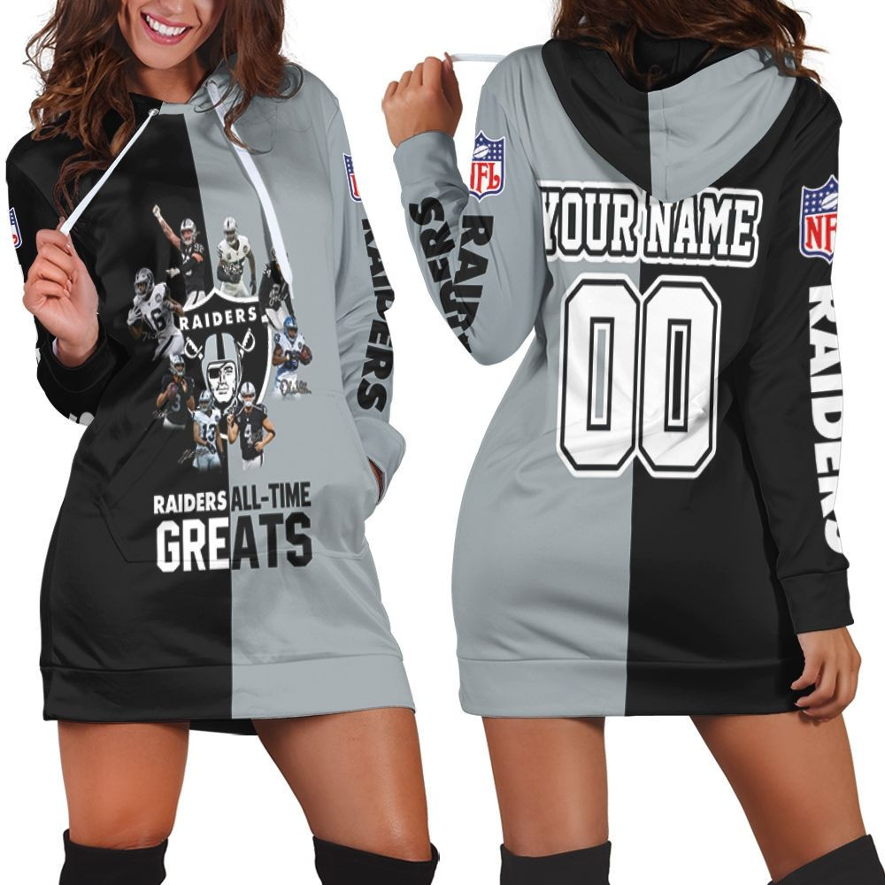 Oakland Raiders All Time Greats Players Signatures 3d Hoodie Dress Sweater Dress Sweatshirt Dress