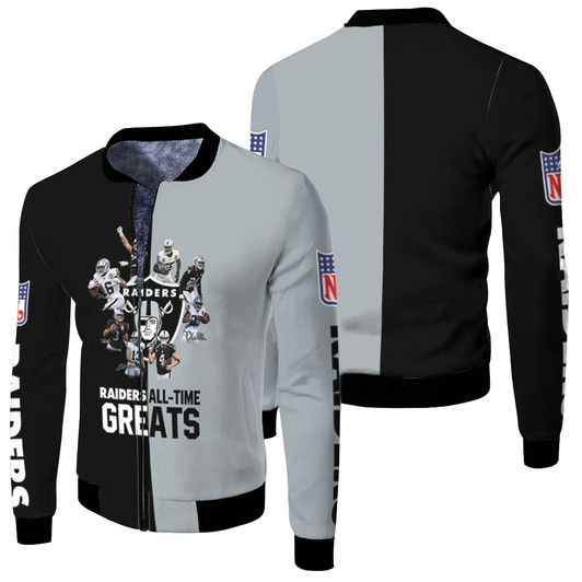 Oakland Raiders All Time Greats Players Signatures Fleece Bomber Jacket